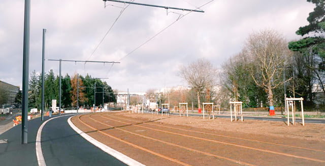 Photo de la ligne de tramway à Brest