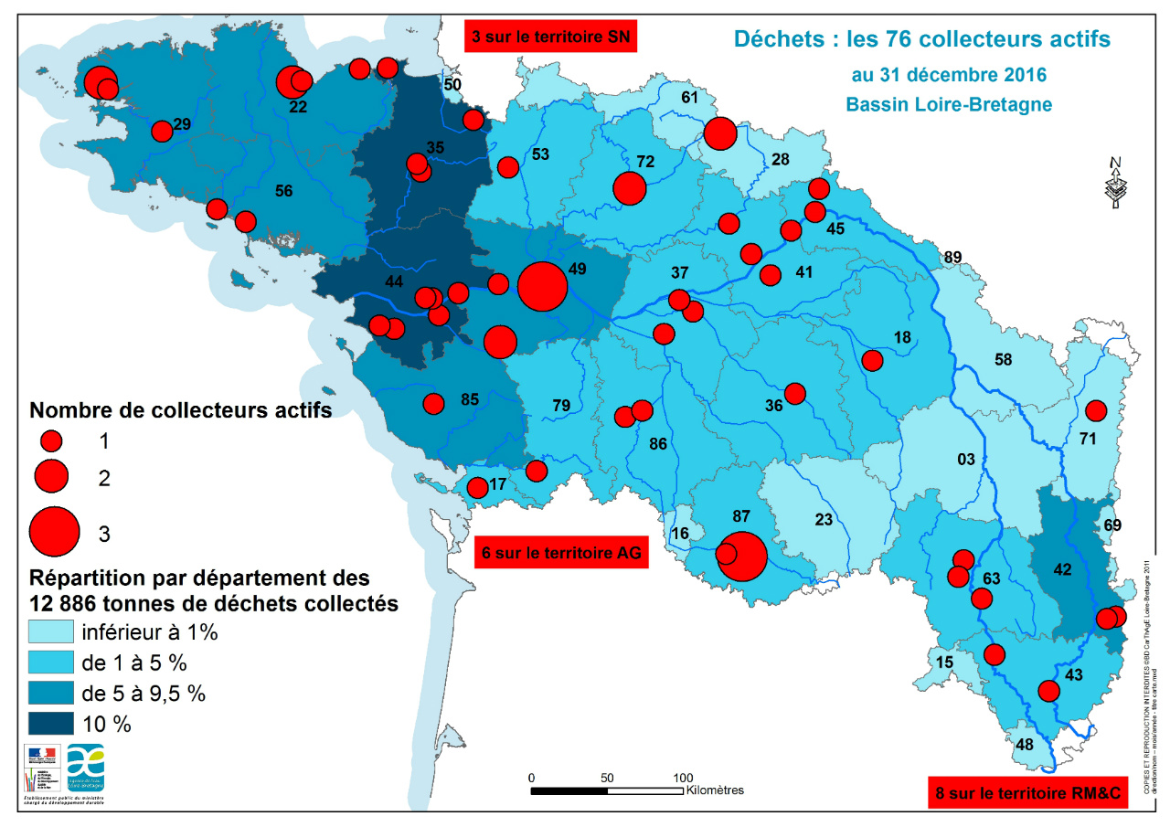 carte des collecteurs de déchets dangereux du bassin