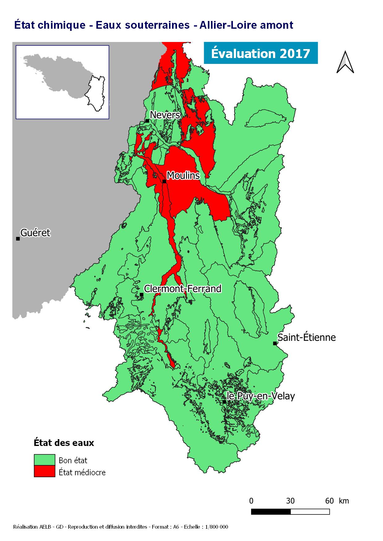 Évaluation 2017 de l'état chimique des eaux souterraines - Allier Loire amont