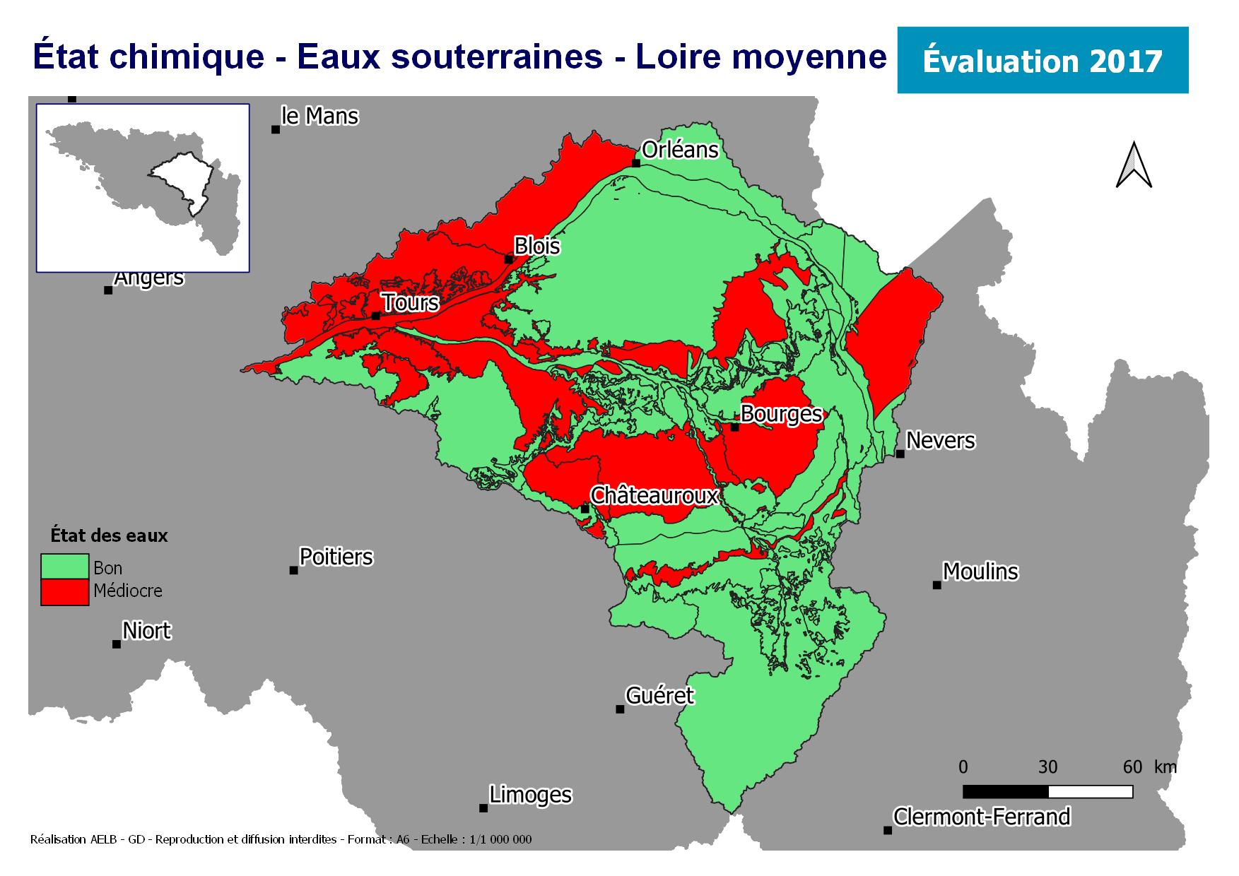 Évaluation 2017 de l'état chimique des eaux souterraines - Loire moyenne
