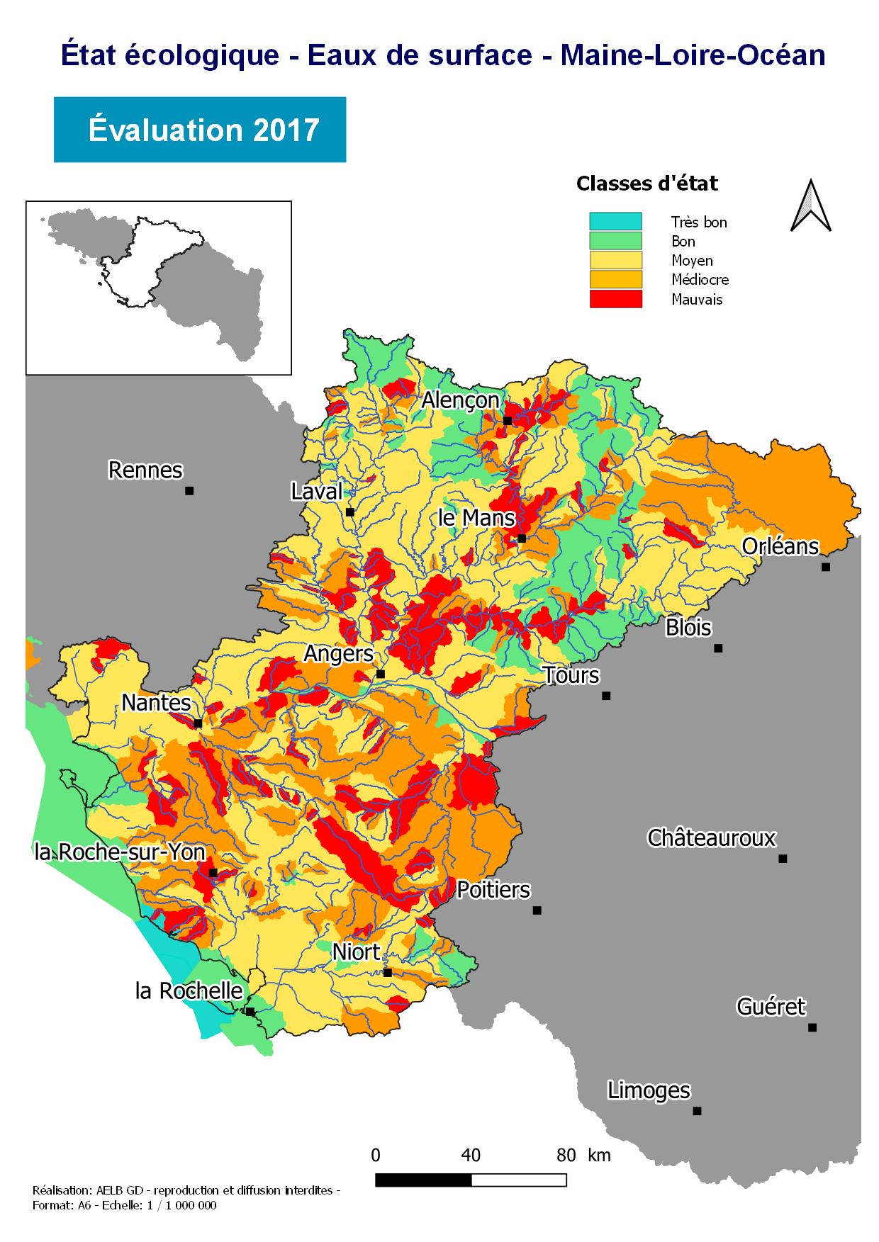 Évaluation 2017 de l'état écologique des eaux de surface - Maine-Loire-Océan