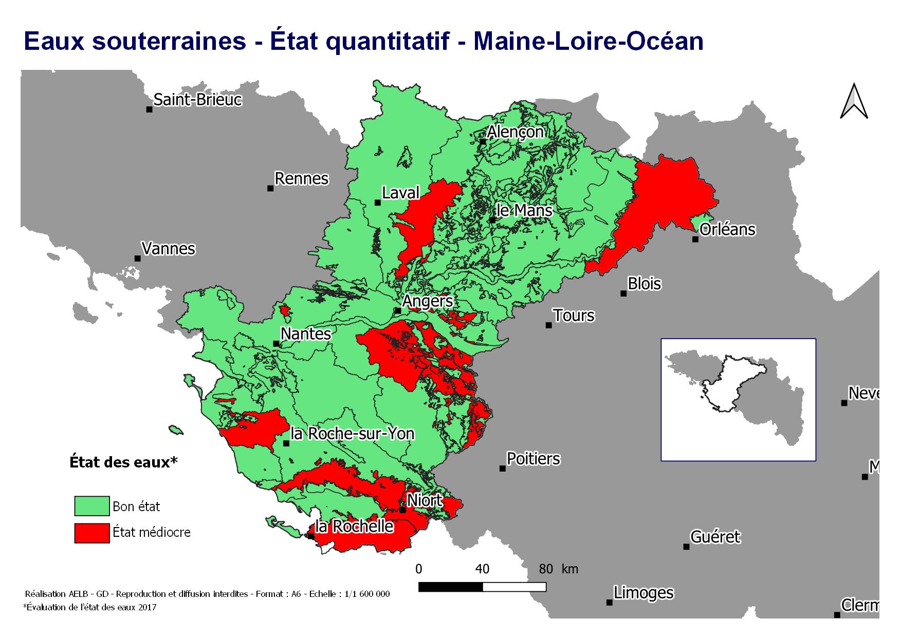 Évaluation 2017 de l'état quantitatif des eaux souterraines - Maine Loire océan
