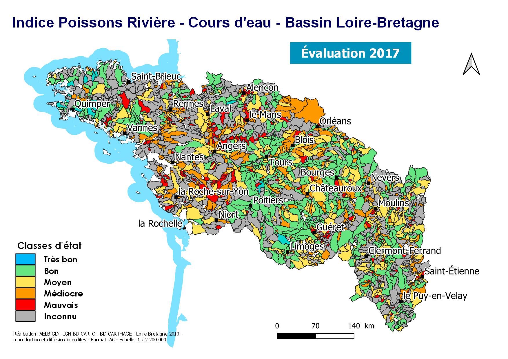 Évaluation 2017 pour l'indice poissons de l'état des cours d'eau